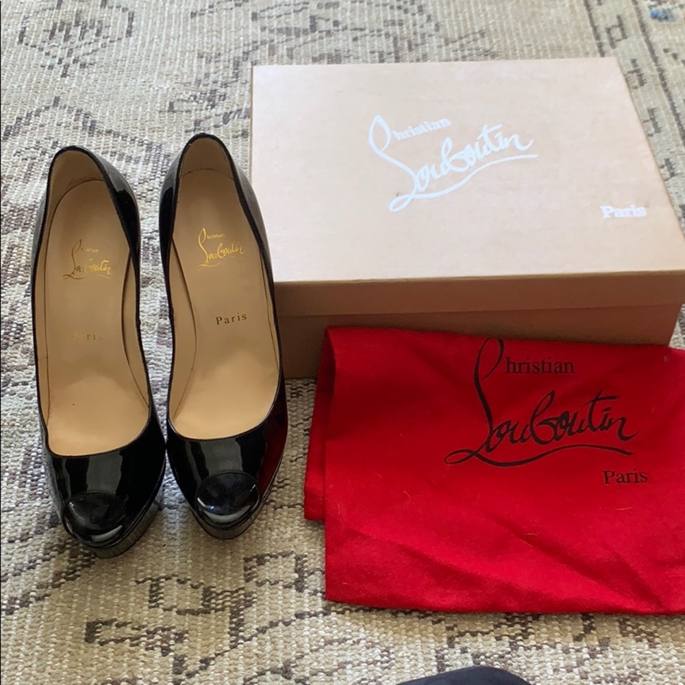 Christian Louboutin black Lady Peep 150 Patent